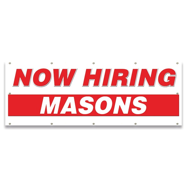Signmission Now Hiring Masons Banner Apply Inside Accepting Application Single Sided B-120-30275 - main